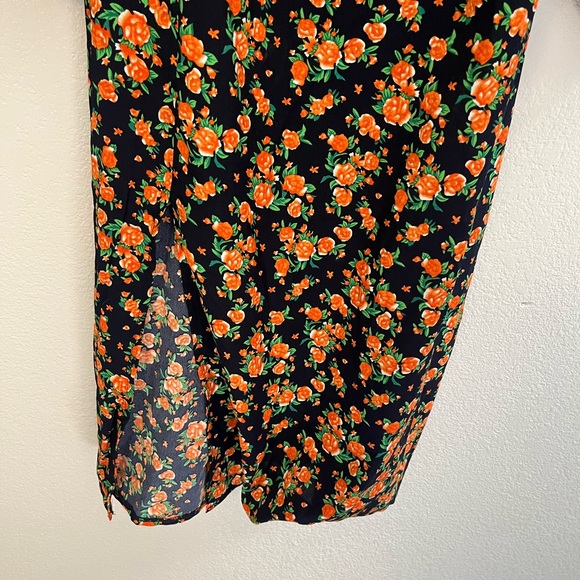 NWT Missguided milkmaid midi dress Floral Ruched Dress - Picture 4 of 12